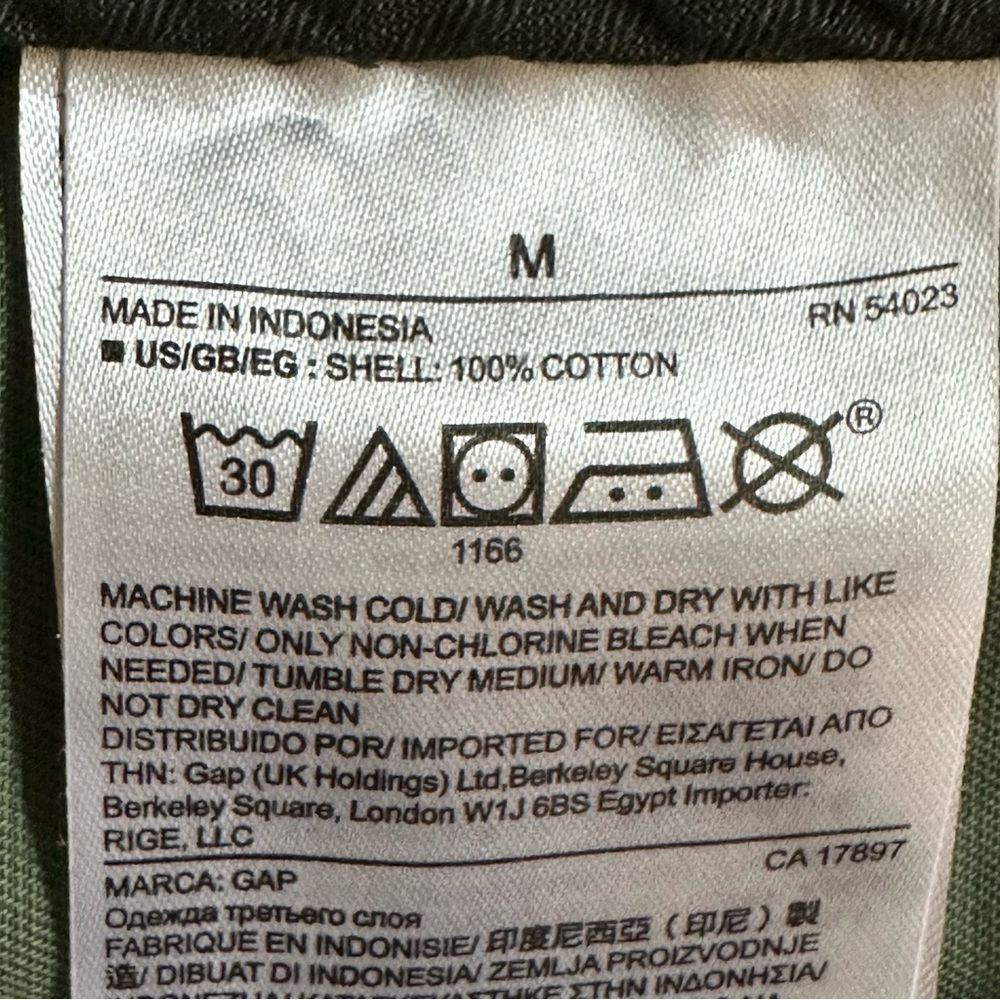 Gap Olive Green Utility Jacket with Adjustable Cinched Waist, circa 2016, Size M - Picture 6 of 8